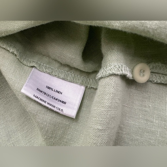 Eileen Fisher% Linen Green Button Front Boxy Tunic Size Large - Picture 11 of 13